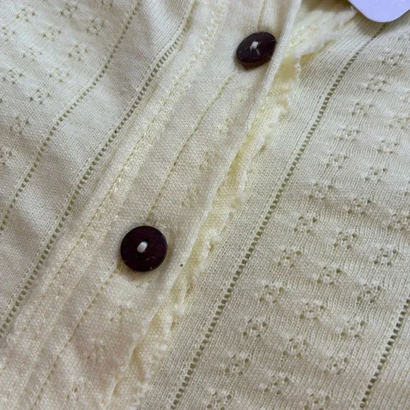 Free People/We the Free Penny Pointelle Cardi in Tender Yellow Size L. NWT Tees - Long Sleeve